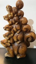 Vintage Squirrels Figurine Faux Wood Resin 10.75