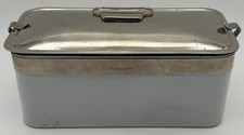 Rare 1920s Abercrombie & Fitch Enamelware Stainless Steel Picnic Container/Tin picture