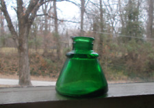 EMERALD GREEN SANFORD'S 8 EMB CONE INK BOTTLE HAND BLOWN 1890s NICE picture