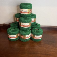VTG Puritan Crochet Bedspread Cotton Thread Green Art 40 Lot Of 10 Rolls picture
