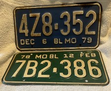 VINTAGE 1978 & 1979 STATE OF Missouri License Plate Tag BOMO 7B1-386 4Z8-352 picture