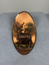 Vintage Gastone Copper 3D Wall Plaque Sable Antelope Zimbabwe Safari Art picture