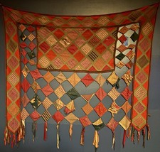Antique Turkoman embroidered camel trapping, an Asmalyk picture
