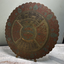 Vintage Brass Metal Perpetual Calendar Disc Stand Years 1969-2068 Quing Dynasty  picture