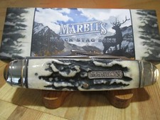 New Marbles Black Stag Bone Cattleman Whittler Folding Pocket Knife - MR473 picture