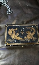 Vintage Chinese Dragon Phoenix Illustrated Booklet Box with Chain picture