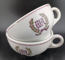 2 Waldorf Astoria Hotel NYC Coffee Cups Shenango China Restaurant-ware 1950s MCM picture