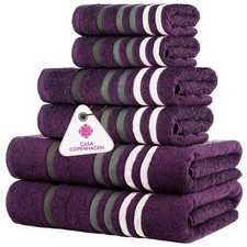 Casa Copenhagen Exotic 6Pcs 100 Egyptian Cotton Designer Towels Gift Set- Dark picture