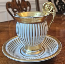 Royal Porzellan Manufaktur RPM Gold Lion Handle Coffee Demitasse Cup Saucer picture