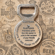 VTG Warsteiner Beer Bottle Opener Spin Game Breweriana “Life Too Short” Bar Tool picture
