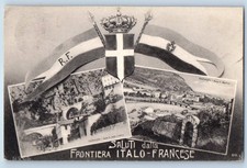 Italy Postcard Greetings from the Italian French Border 1910 Posted Antique picture