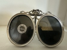 Vintage Elias Artmetal Miniature Double Oval Frame Fine Pewter Contains Silver picture