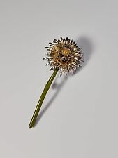 Dandelion Puff Ball Brooch Pin Gold & Green Colors Make a Wish picture