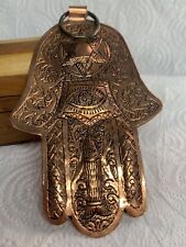 Rare Ancient Antique Moroccan Double Judaica Hamsa Bronze Large Pendant Amulet picture