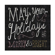 Trademark Fine Art Quirky Christmas Merry & Bright Metallic Canvas, Mullan 14x14 picture