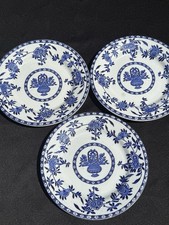 Antique Wood & Sons Delph Blue White Transferware 7” Salad Plates Set of 3 1900 picture