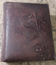 Victorian Era Embossed Leather Photo Album 32 With Photos Antique picture