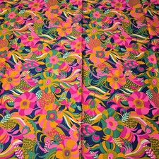 Vtg 1960s 70s Flower Power Fabric Psychedelic Mod Floral Hippie 54