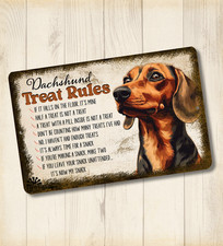 Dachshund Treat Rules Sign snack metal funny wall art wiener dog doxie weiner picture