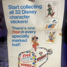 Vintage 1973 Wonder Bread Disney Character Sticker Promo Store Display picture