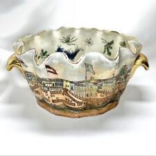 Chinese Porcelain Hand Painted Trading Export Fish Gold Handle Cache Pot Planter picture