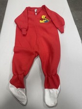 Vintage Dr Denton Disney Winnie the Pooh Footed Blanket Sleeper Red Toddler 3T picture