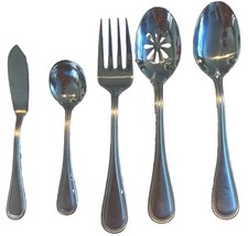 5pc Towle BEADED ANTIQUE 18/10 Stainless SERVING SET Made In Vietnam picture