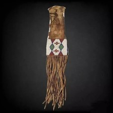 Native Indian Beaded Suede Leather tobacco Beaded pouch hide tobacco pipe bag picture