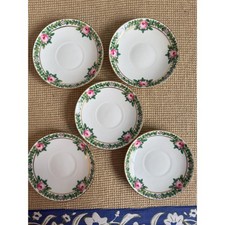 Antique Minton’s England Rose & Greenery Saucer Plates –  English Bone China picture