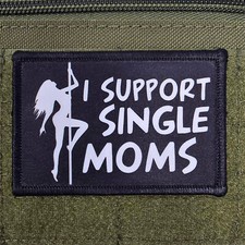 I Support Single Moms Patch Moral Tactical Military Army USA Flag Hook & Loop picture