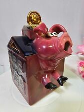 John Groth 1991 Signed Pig house shaped Ceramic Pitcher Teapot Pottery-READ-A16 picture