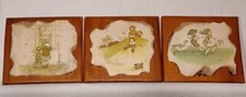 Vtg~Antiq  Hobbie (Holly) Set/3  Wood Hanging Wall Plaques Kids Farm Field    -Q picture