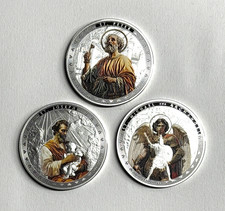 2025 Ghana 3 Coin Set St Peter Joseph Michael 3 oz .999 Silver Colorized picture
