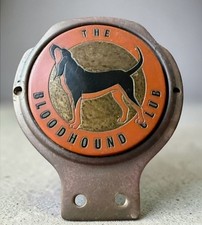 Pre-War RENAMEL London Bloodhound Club Grille Badge License Topper 3-5/8