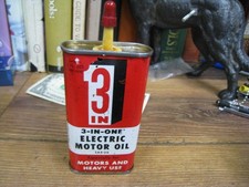 EMPTY 3 IN ONE ELECTRIC MOTOR OIL CAN ALL MULTI PURPOSE HOUSEHOLD HANDY 4OZ TIN picture