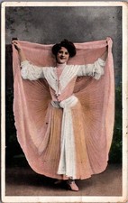 Vintage Elegant Woman Dancer Pink Shawl Studio Portrait Postcard 1909 Milwaukee picture