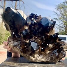 29.56LB Natural Beautiful Black Quartz Crystal Cluster Mineral Specimen picture