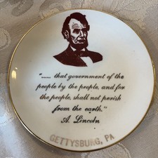 Vtg Abraham Lincoln Small Collector Plate Gettysburg Address Democracy 4 5/8” picture