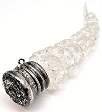 Victorian Art Nouveau Sterling Silver Chatelaine Crystal Perfume Bottle picture
