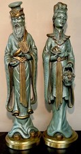 VTG Pair 1958 TALL 25” Asian Universal Statuary Figures 5541  Jade Color U.S.A. picture