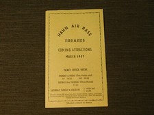 VINTAGE MILITARY GERMANY  1957 HAHN AIR FORCE BASE THEATRE ATTRACTIONS PAPER AD picture
