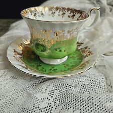 Vintage Royal Albert Cup And Saucer, Regal Series, Green picture