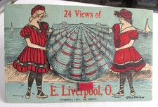 1907 EAST LIVERPOOL OHIO, 24 Folding Views Clam SHell Bathing Beauties Postcard picture