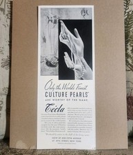 1934 Tecla Culture Pearls Jewelry Vintage Print Ad Worlds Finest Pearls 4.75x11  picture