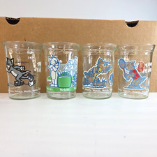 Set Of 4 Welch's 1990,91, 93 Jelly Jars Tom & Jerry Juice Glass picture