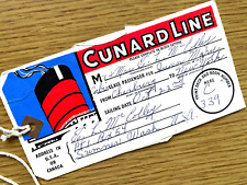 1950s CUNARD LINE - QUEEN MARY vintage cabin class LUGGAGE TAG steamer ship U.K. picture