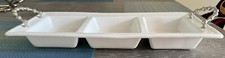Mudpie 3 section Server white ceramic silver metal ball handles 19 1/2