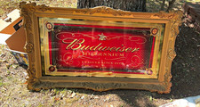 Budweiser Milennium Framed Sign Bar Mirror Ornate Gold picture