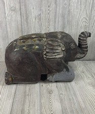 VTG Hand Carved Wood Elephant Statue 20”x8