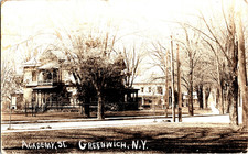 RPPC 1919 Academy Street View Greenwich, New York NY Postcard Divided Posted picture
